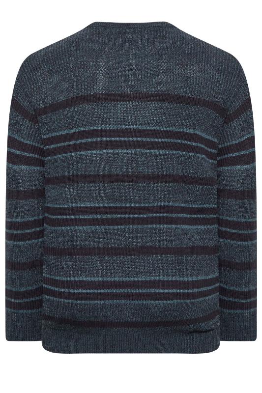 JACK & JONES Big & Tall Blue Stripe Knitted Jumper | BadRhino 4