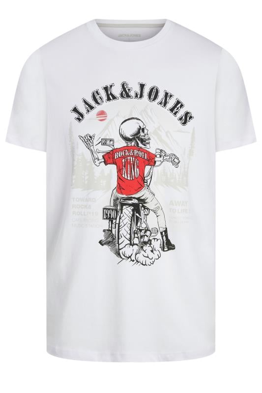 JACK & JONES Big & Tall White Rock Skull T-Shirt| BadRhino 2