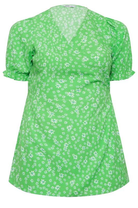 YOURS Plus Size Green Floral Print Wrap Top | Yours Clothing 6