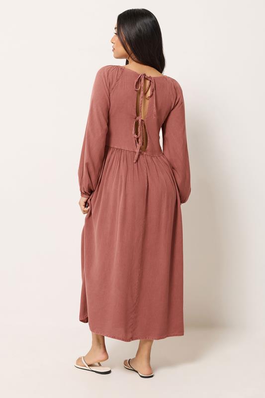 PixieGirl Petite Women's Pink Woven Tie Back Smock Dress | PixieGirl 2