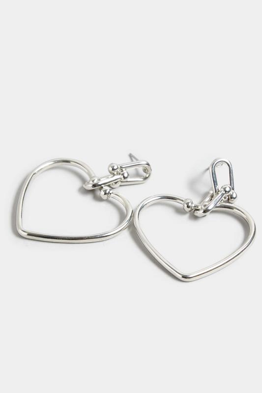 Silver Heart Chain Earrings | Yours Clothing 3