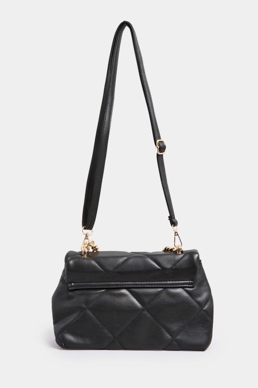 Plus Size Black Quilted Chain Handle Bag | Yours Clothing 3