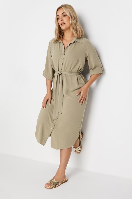  Grande Taille YOURS Curve Beige Brown Midi Shirt Dress