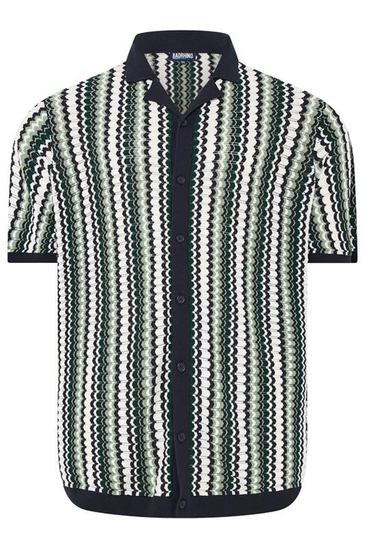 BadRhino Big & Tall Blue & Green Knitted Revere Collar Shirt | BadRhino 6