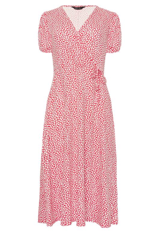 Women's  M&Co Red Ditsy Floral Wrap Dress