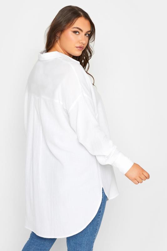 YOURS Plus Size White Linen Blend Shirt | Yours Clothing 4