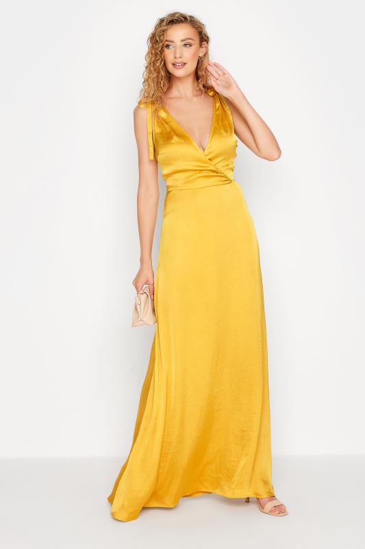 LTS Tall Yellow Satin Maxi Dress 2