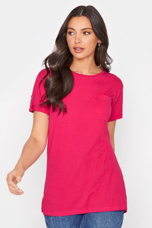 Tall Women's LTS Hot Pink Short Sleeve Pocket T-Shirt | Long Tall Sally 1