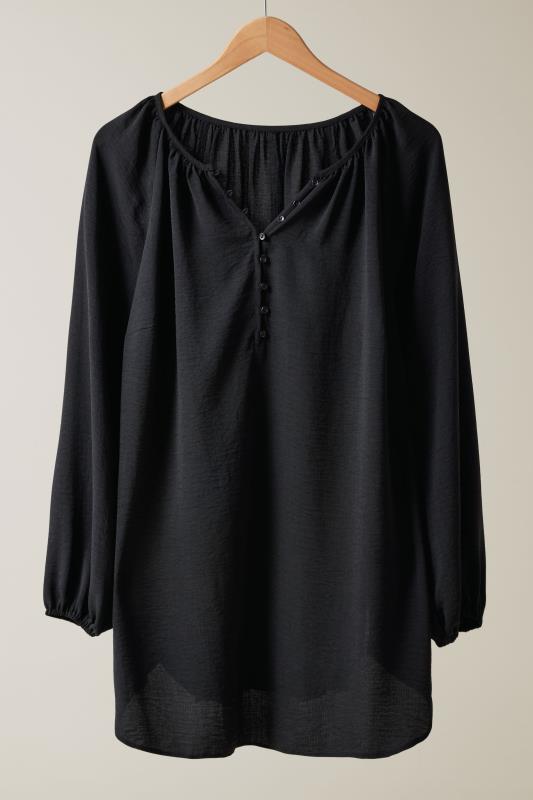 EVANS Plus Size Black Button Front Long Sleeve Blouse | Evans 5