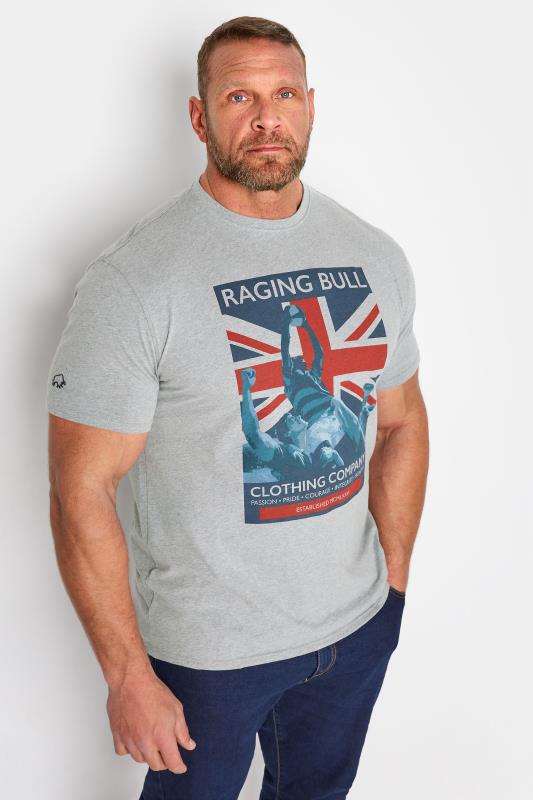 Men's  RAGING BULL Big & Tall Grey Union Jack T-Shirt