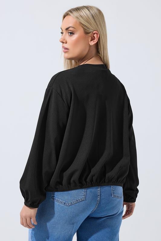LIMITED COLLECTION Plus Size Black Zip Bomber Jacket | Yours Clothing 4