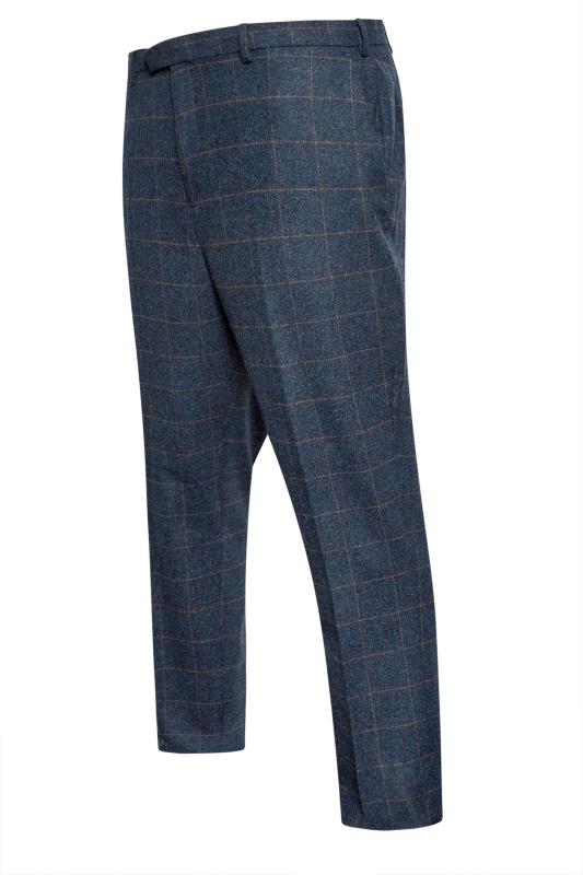 BadRhino Big & Tall Blue Tweed Check Suit Trousers | BadRhino 6