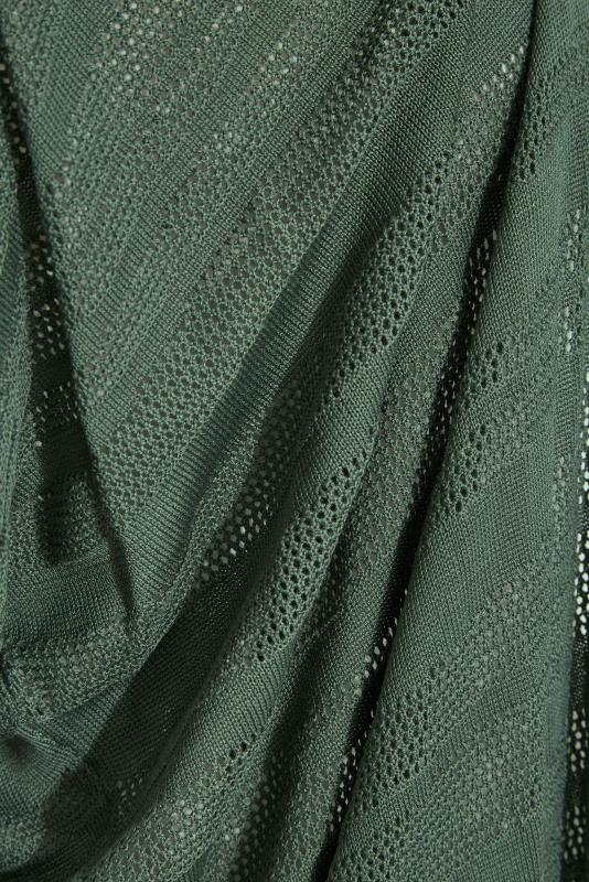 Curve Khaki Green Stripe Short Sleeve Cardigan_S.jpg