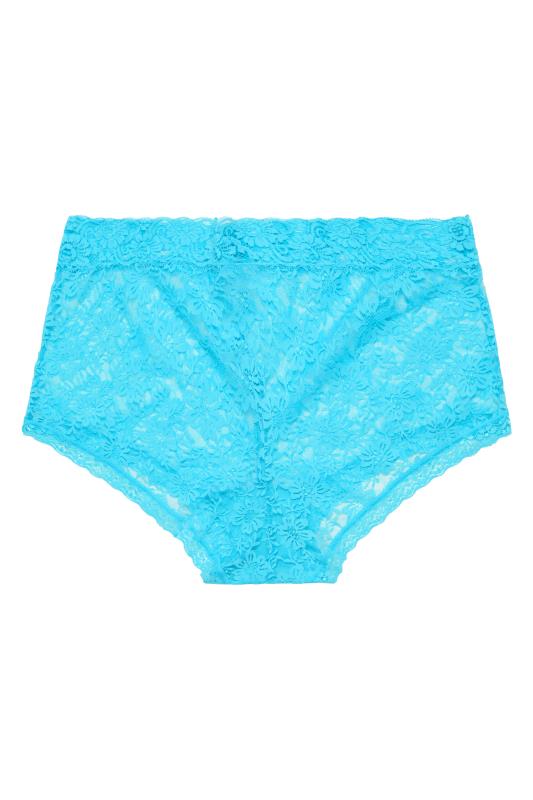 YOURS Plus Size Curve Aqua Blue Floral Lace High Waist Shorts | Yours Clothing  4