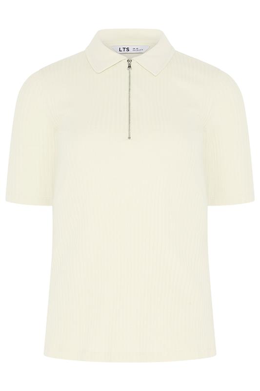 LTS Tall Women's Yellow Half Zip Ribbed Cotton Collared Top | Long Tall Sally 6