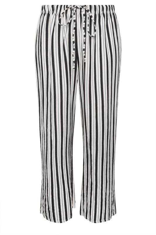 YOURS Plus Size White Stripe Wide Leg Linen Look Trousers | Yours Clothing 5