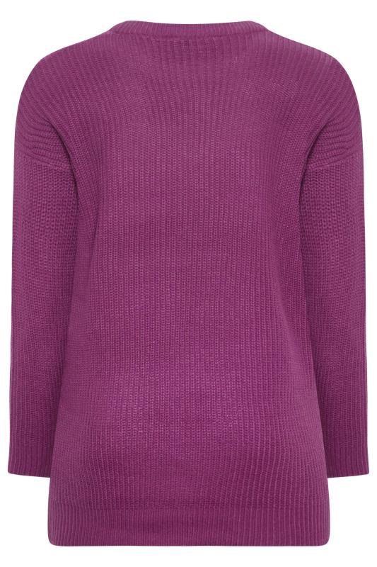 Plus Size Curve Purple Essential Knitted Jumper | Yours Clothing 7