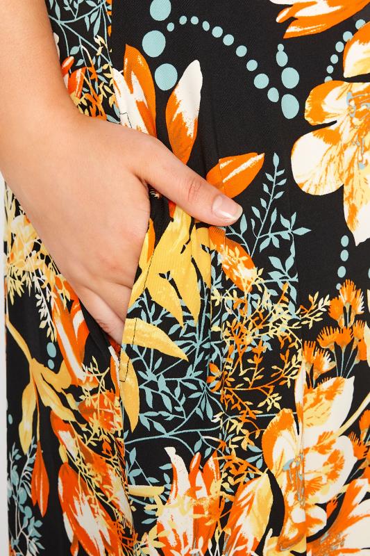Plus Size Black & Orange Floral Maxi Dress | Yours Clothing 4
