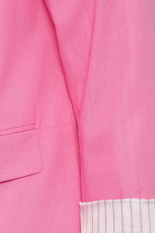 YOURS Plus Size Curve Pink Linen Blend Tailored Blazer | Yours Clothing 6