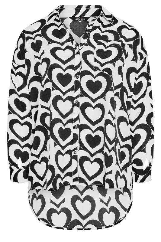 LIMITED COLLECTION Plus Size White & Black Retro Heart Print Shirt | Yours Clothing 7