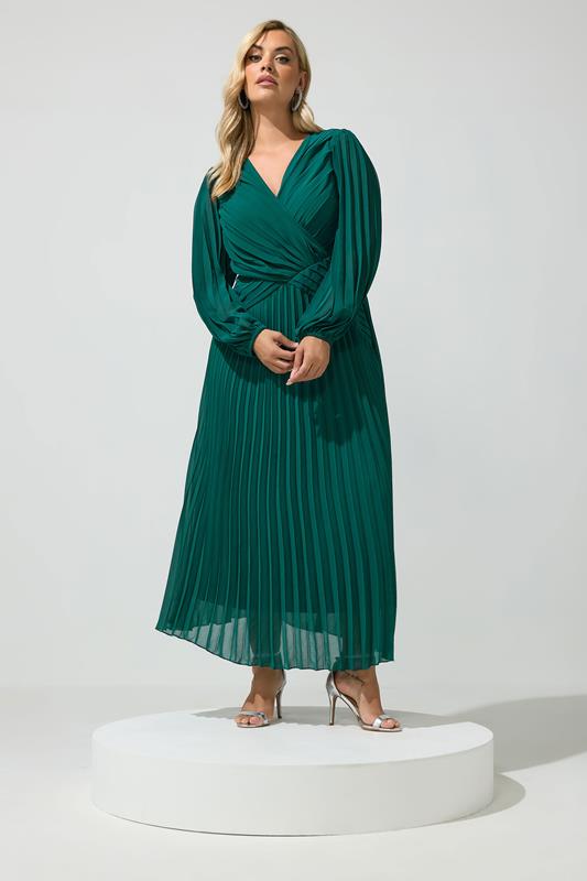 green pleated dress plus size Yours London Women's Teal Size 10 campaign_curve