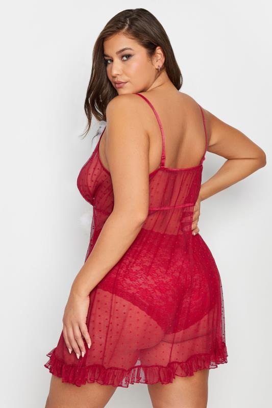 YOURS Plus Size Red Christmas Feather Trim Babydoll | Yours Clothing 4