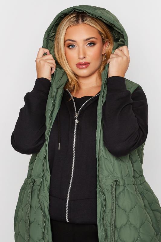 Curve Green Quilted Midi Hooded Gilet 3