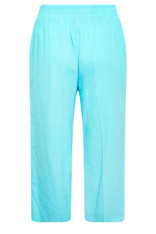 YOURS Plus Size Aqua Blue Linen Culottes | Yours Clothing 6
