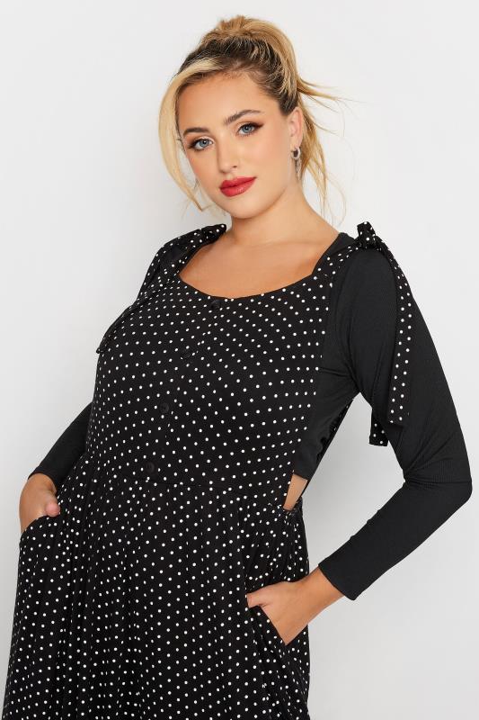 LIMITED COLLECTION Curve Black Polka Dot Culotte Dungerees 4