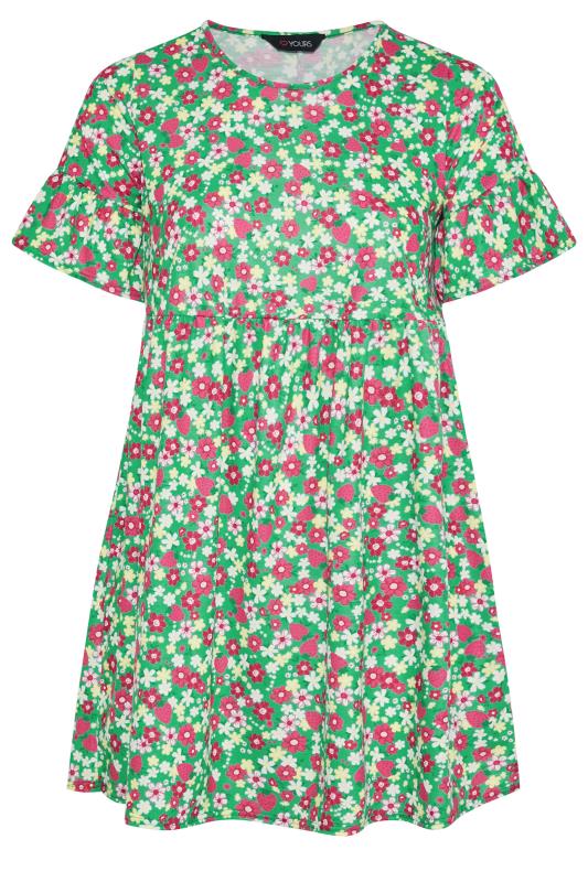 Curve Green Floral Smock Tunic Dress 6