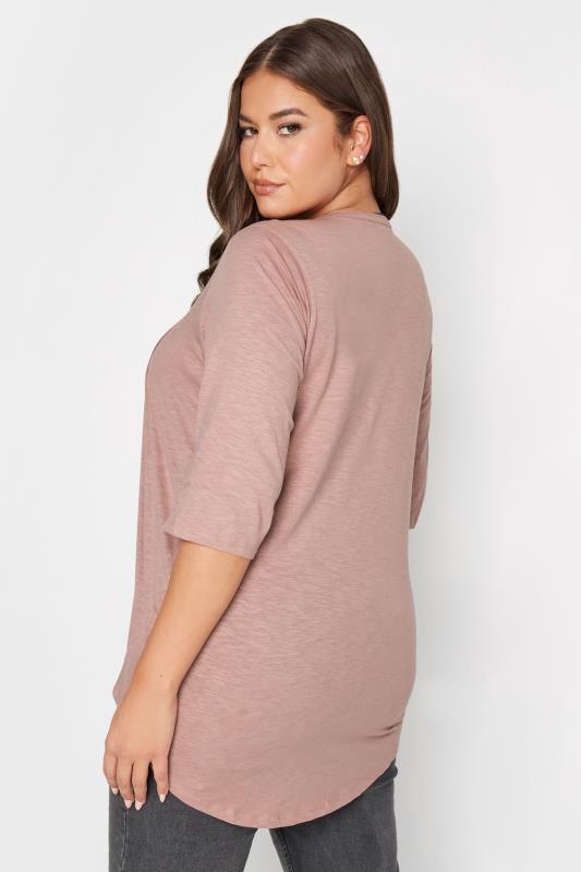 YOURS Plus Size Curve 2 PACK Pink & Purple Pintuck Henley Tops | Yours Clothing 5