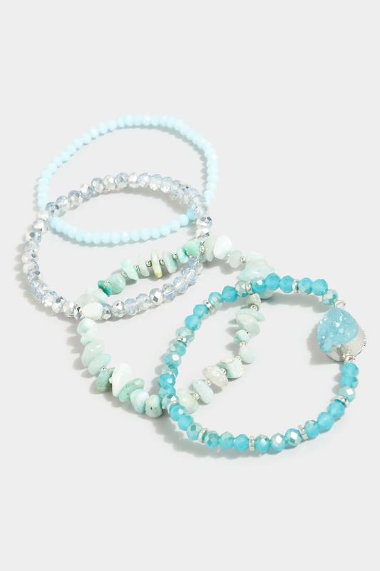 Tall  Yours 4 PACK Blue Stone Stretch Bracelet Set