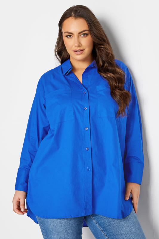 LIMITED COLLECTION Plus Size Cobalt Blue Oversized Boyfriend Shirt | Yours Clothing 2