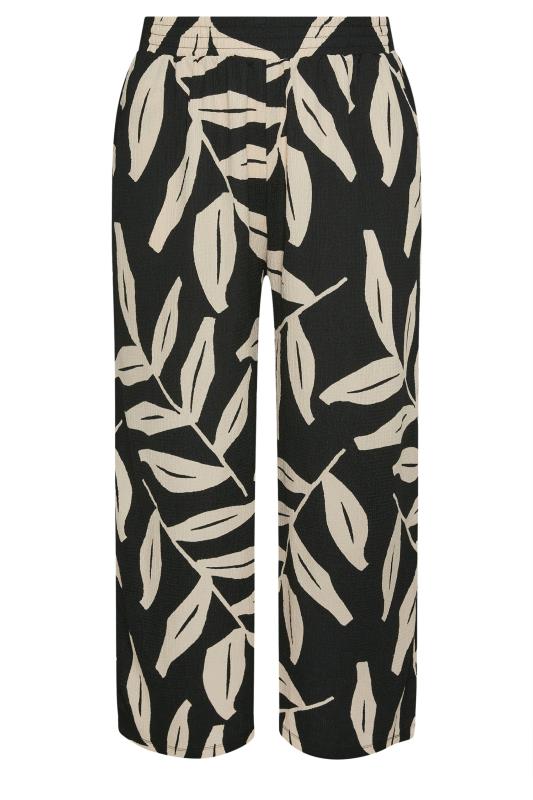 YOURS Plus Size Black Leaf Print Crinkle Trousers | Yours Clothing 5
