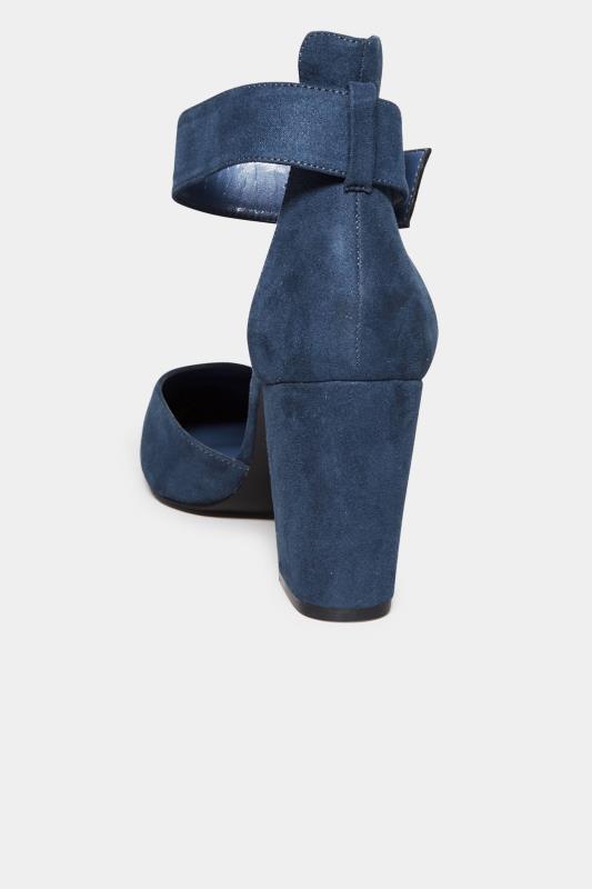 LTS Blue Pointed Block Heel Court Shoes In Standard D Fit 4
