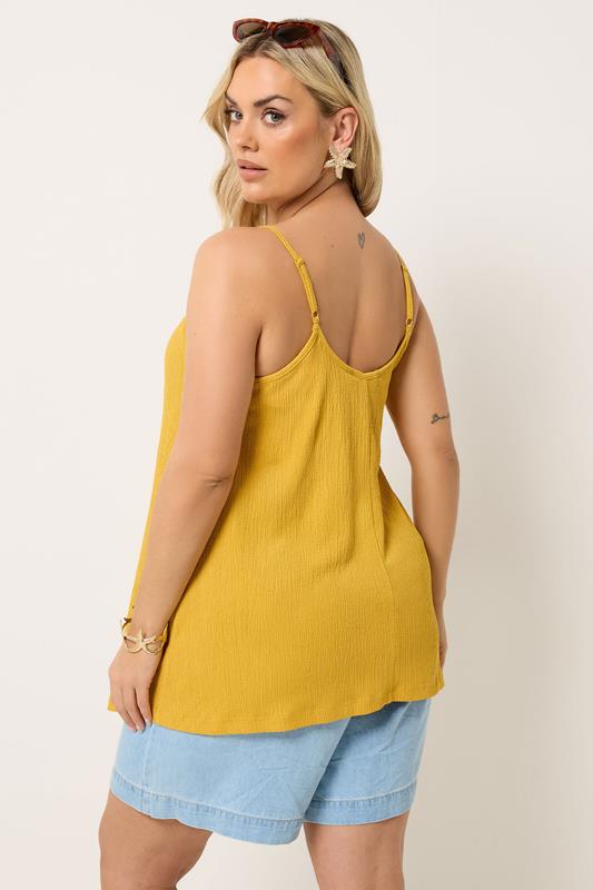 YOURS Plus Size Yellow Gathered Swing Vest Top | Yours Clothing 2