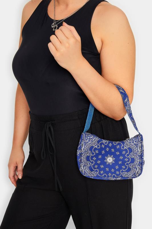  Blue Paisley Print Shoulder Bag