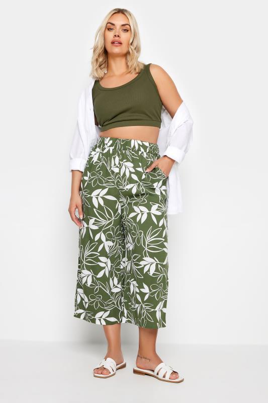 YOURS Plus Size Khaki Green Crop Top | Yours Clothing 3