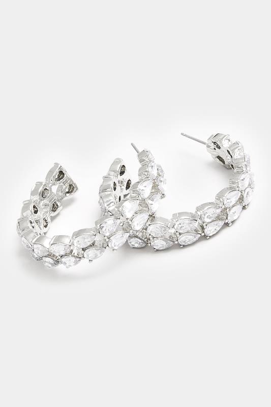Silver Tone Diamante Hoop Earrings | Yours Clothing 3