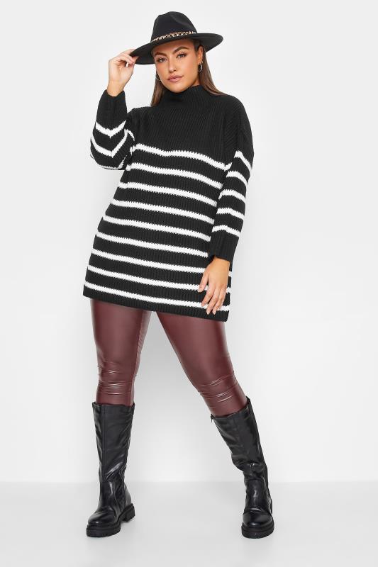 YOURS LUXURY Plus Size Black Stripe High Neck Jumper | Yours Clothing 3