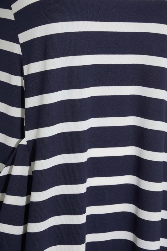 Curve Navy Blue Stripe Sleeveless Drape Pocket Midi Dress_Z.jpg