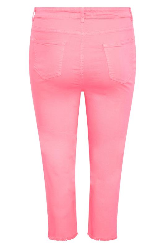 Curve Pink Stretch Wide Leg Cropped Jeans 7