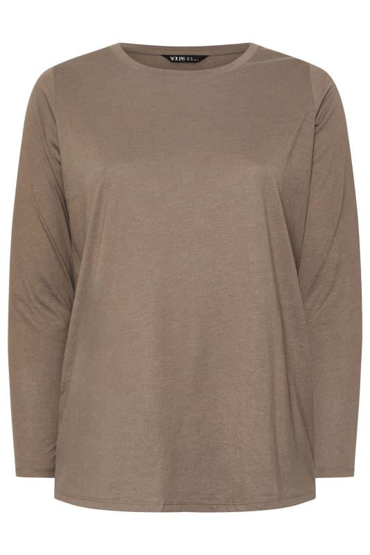 YOURS Plus Size 3 PACK Brown Long Sleeve T-Shirts | Yours Clothing  10