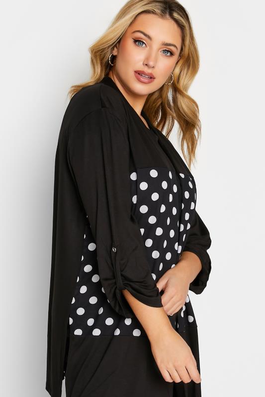 Plus Size Black Polka Dot Colour Block Cardigan | Yours Clothing 4