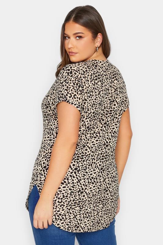 YOURS Plus Size Brown Animal Print Half Placket Blouse | Yours Clothing  3