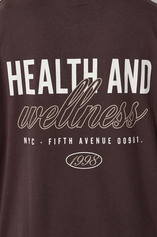 YOURS ACTIVE Plus Size Chocolate Brown 'Health & Wellness' T-Shirt | Yours Clothing 6