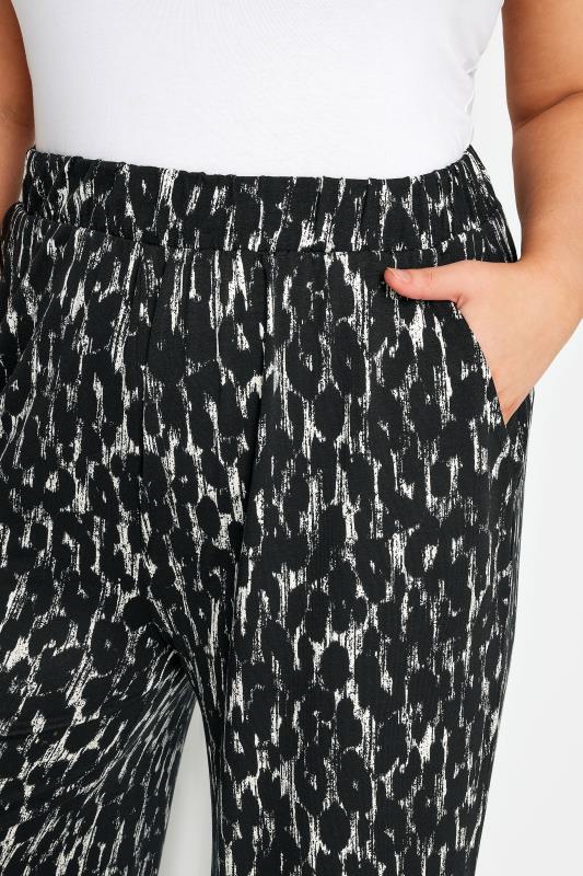 YOURS Plus Size Black Leopard Print Wide Leg Trousers | Yours Clothing 4