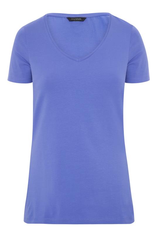 Blue Cotton Stretch V-Neck T-Shirt | Long Tall Sally
