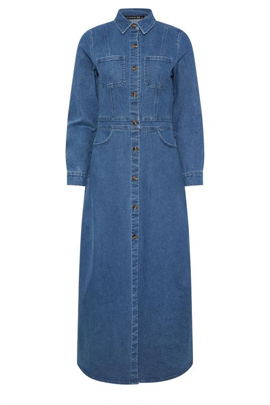 PixieGirl Petite Women's Blue Denim Maxi Dress | PixieGirl 6