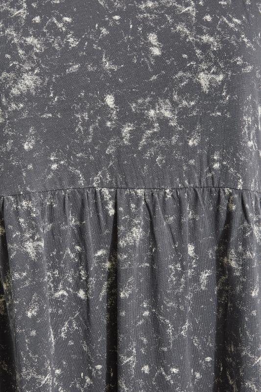 LIMITED COLLECTION Curve Grey Acid Wash Cotton Tier Dress 6